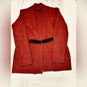 Marina Luna Burnt Orange/Rust vs Cardigan with Attached Belt Closure Size Large
